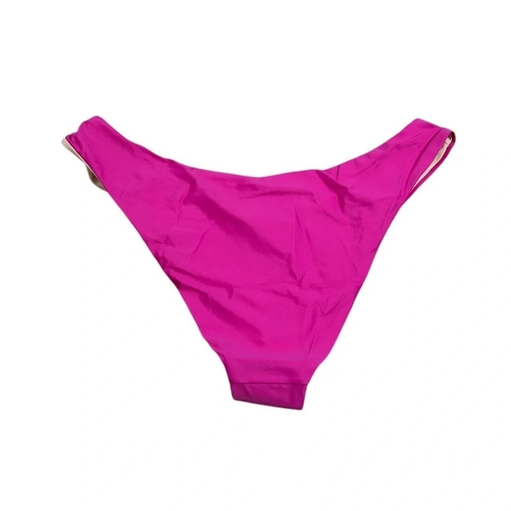 J. Crew Hot Pink Curved-Waist Cheeky Bikini Bottom Women’s Sz Large BC125 NWT